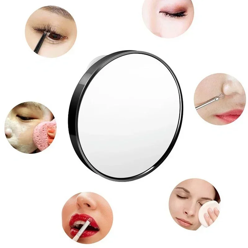 Magnification Mirror with Suction Cup Blackhead Magnifying Mirror for Bathroom Makeup Mirror Portable Mirror Round 5x/10x/15x