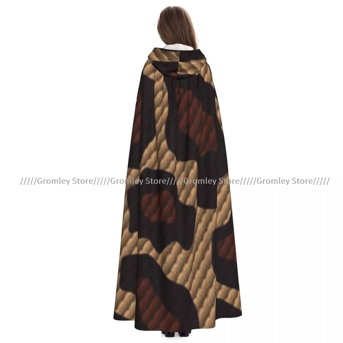 القرون الوسطى هالوين تأثيري عباءة معطف مقنع مجردة جلد الثعبان نمط كيب معطف طويل خندق زي معالج عباءة