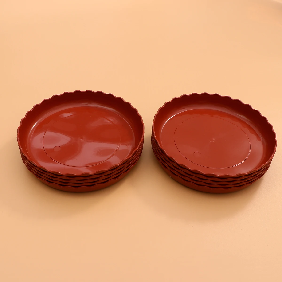 

10pcs Plastic Leaf Edge Plant Tray Thickened Bonsai Flower Small Plant Pots Saucer Pots Tray Saucer For Garden Balcony Red