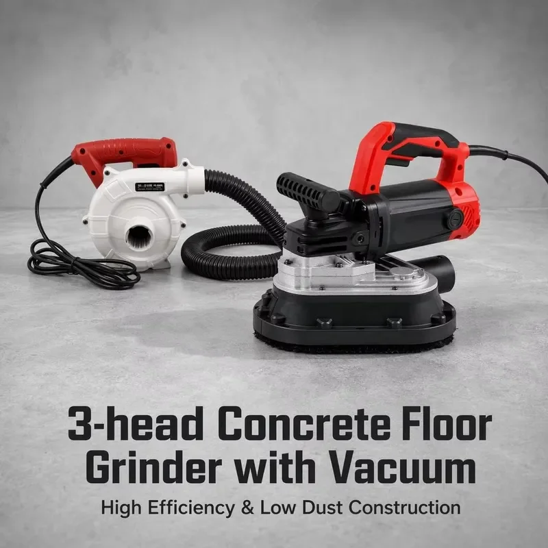 Three Head Concrete Floor Grinder with Vacuum System for Polishing and Grinding Cement Floors Industrial Grade Machine Tool