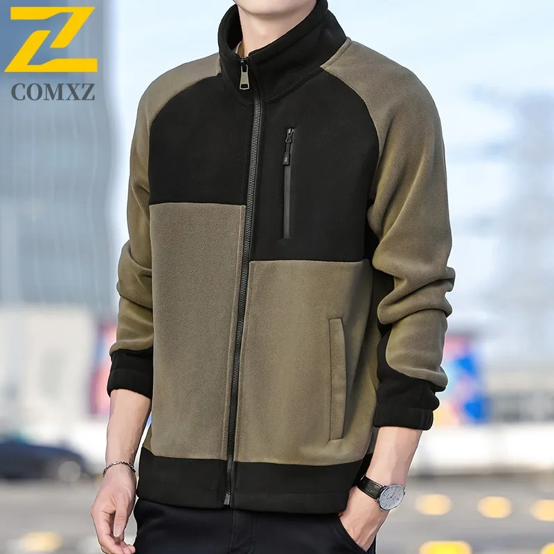 

COMXZ Мужская рабочая куртка Усиленная уличная теплая парка Премиум-стойка с воротником-стойкой Однотонные удобные легкие зимние пальто для путешествий