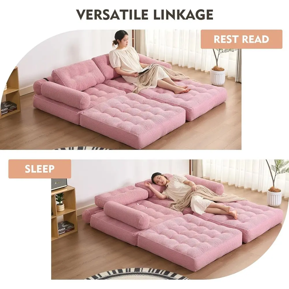 Poltrona Compacta Rosa para Espaços Pequenos: Solução para Sala de Estar e Quarto com Almofada Embutida