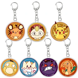 Anime Cartoon Pokemon Dedenne Gengar Charizard Psyduck Togepi Meowth Acrylic Pendant Keychain Decoration Accessories
