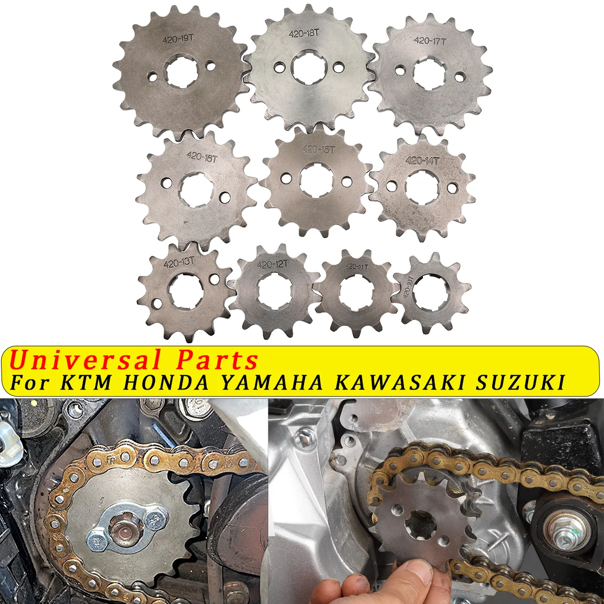 

Wild Car Motorcycle 420# 20mm 10T-19T Front Engine Sprocket For KAYO BSE SSR SDG Dirt Bike ATVGo Kart Moped Parts