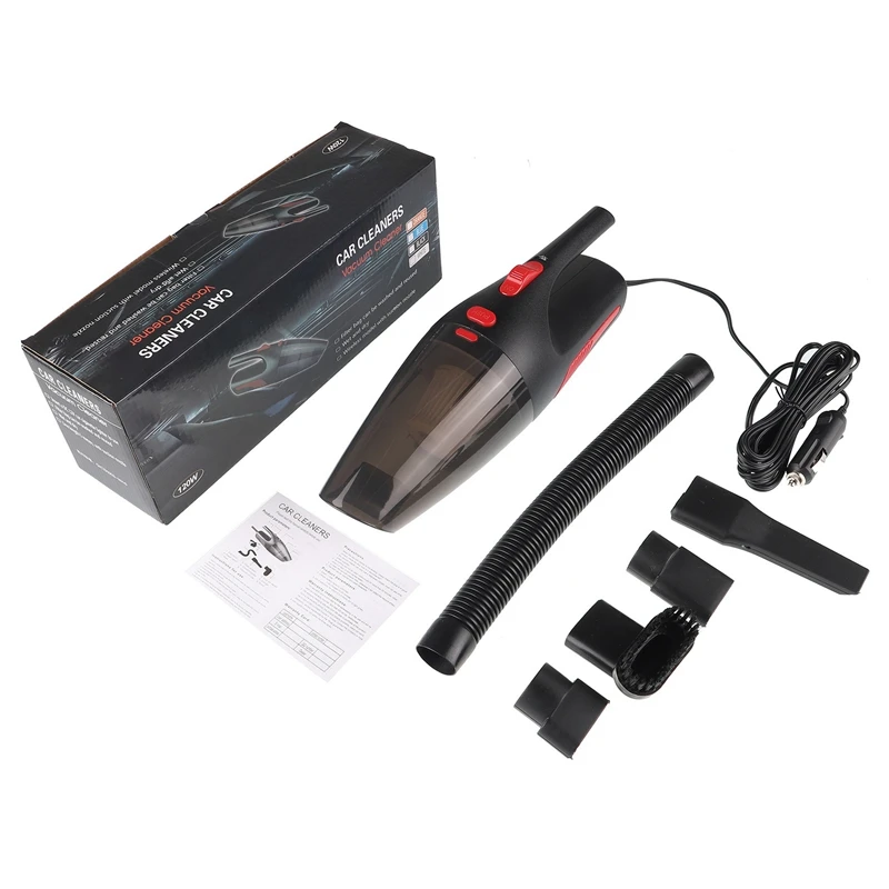 120W Portable Wireless Handheld Wet/Dry Car Vacuum Cleaner 6500Pa Super Suction For Car Home - Black Wired