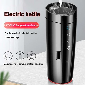 Bouilloire électrique domestique intelligente pour voiture, tasse thermos chauffante, portable, universel, 12V, 24V, 220V, 2 en 1