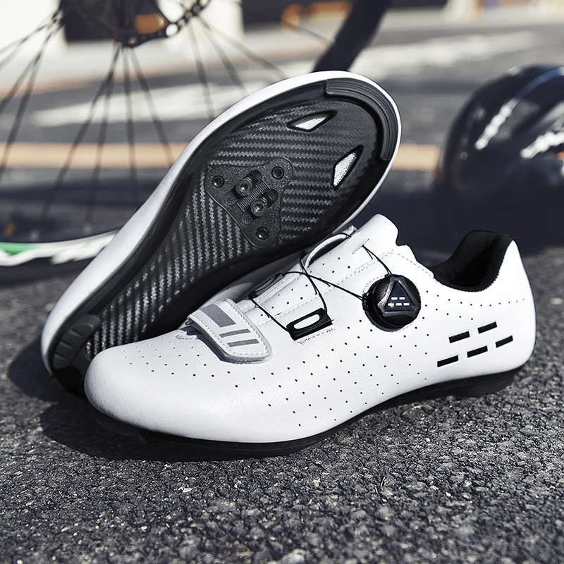 

Mens Cycling Shoes Compatible with Peloton Indoor Bicycle Pedals Clip in Road Bike Shoes Pre-Installed with Look Delta Cleats