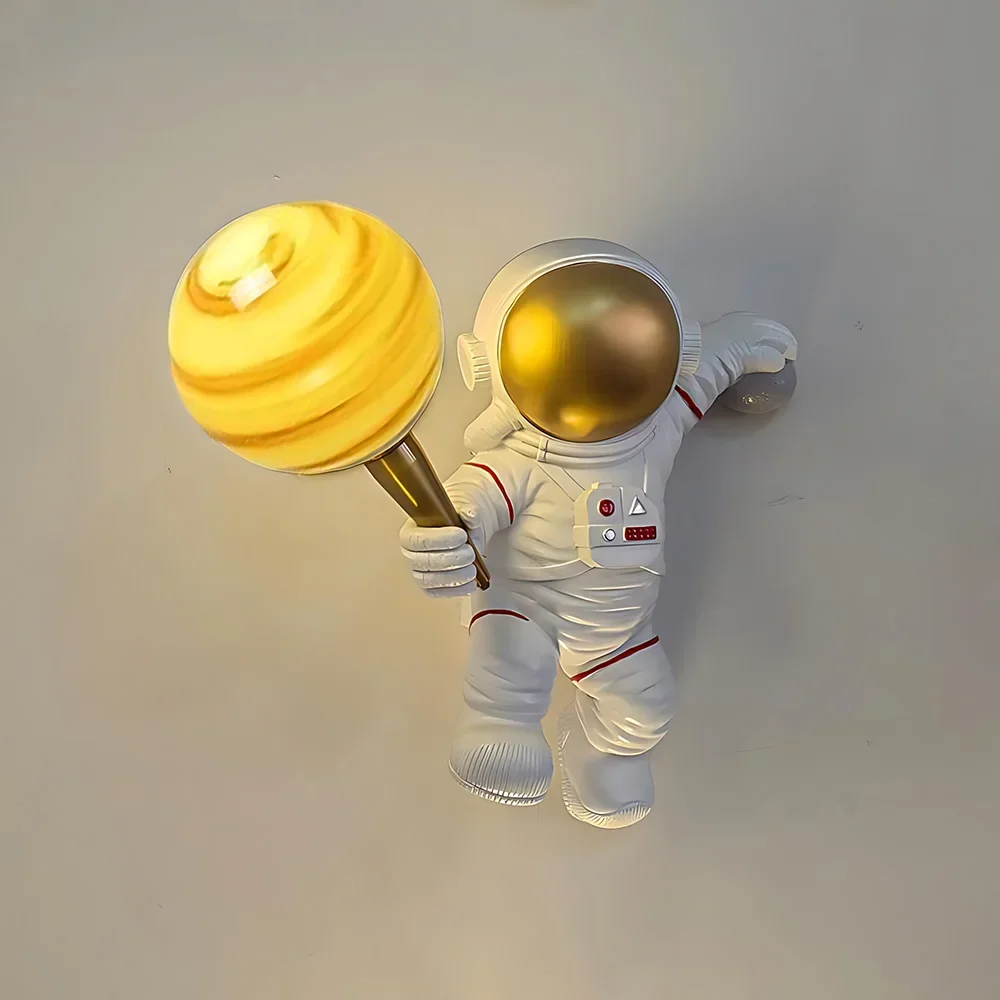 Imagem -06 - Criativo Spaceman Astronauta Lâmpada de Parede 3d Lua Planeta Planeta Lâmpada Cabeceira Night Light Decoração do Quarto Planeta Lâmpadas