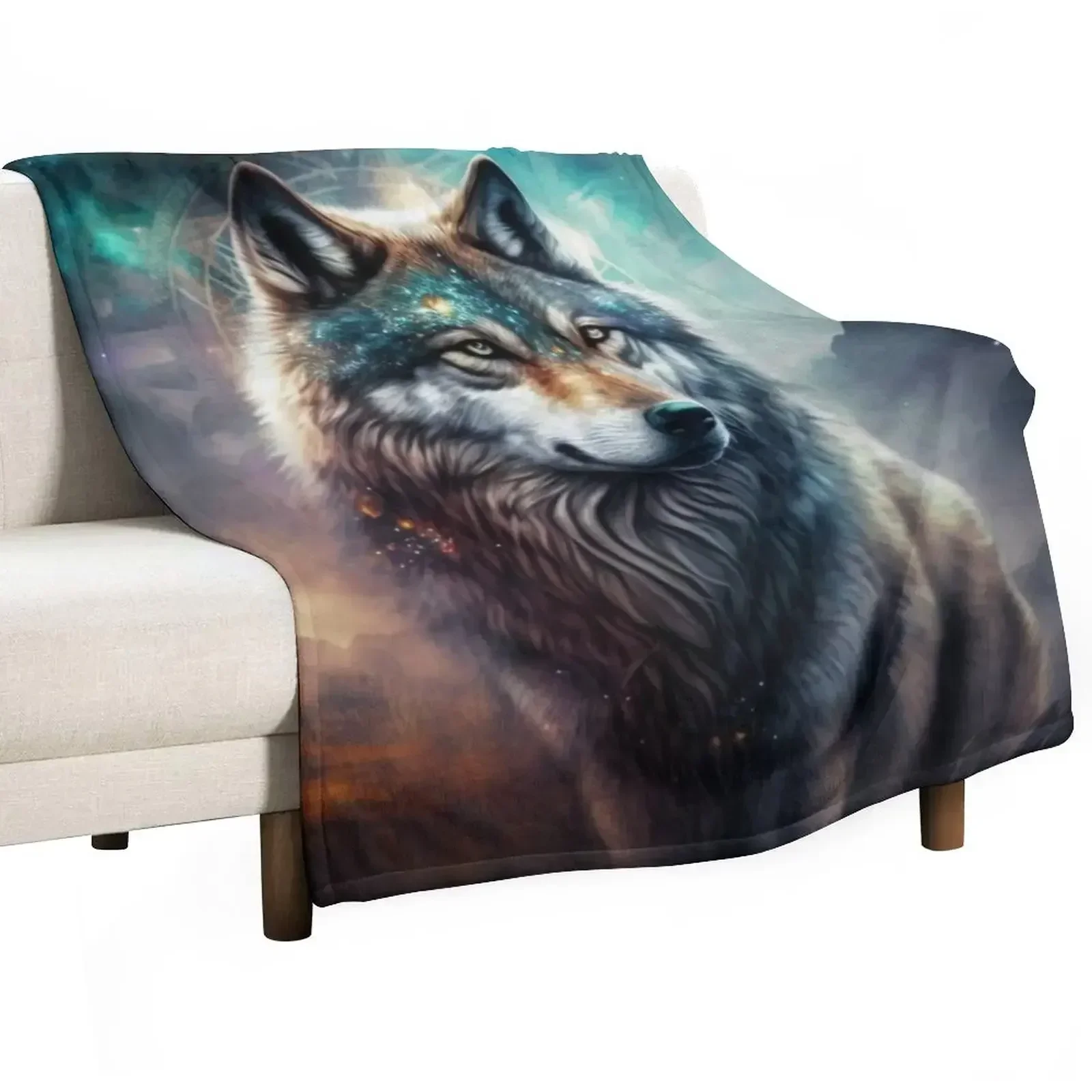 spirit animal wolf Throw Blanket Stuffeds Flannel Fabric manga Decorative Throw Bed Fashionable Luxury Designer Blankets