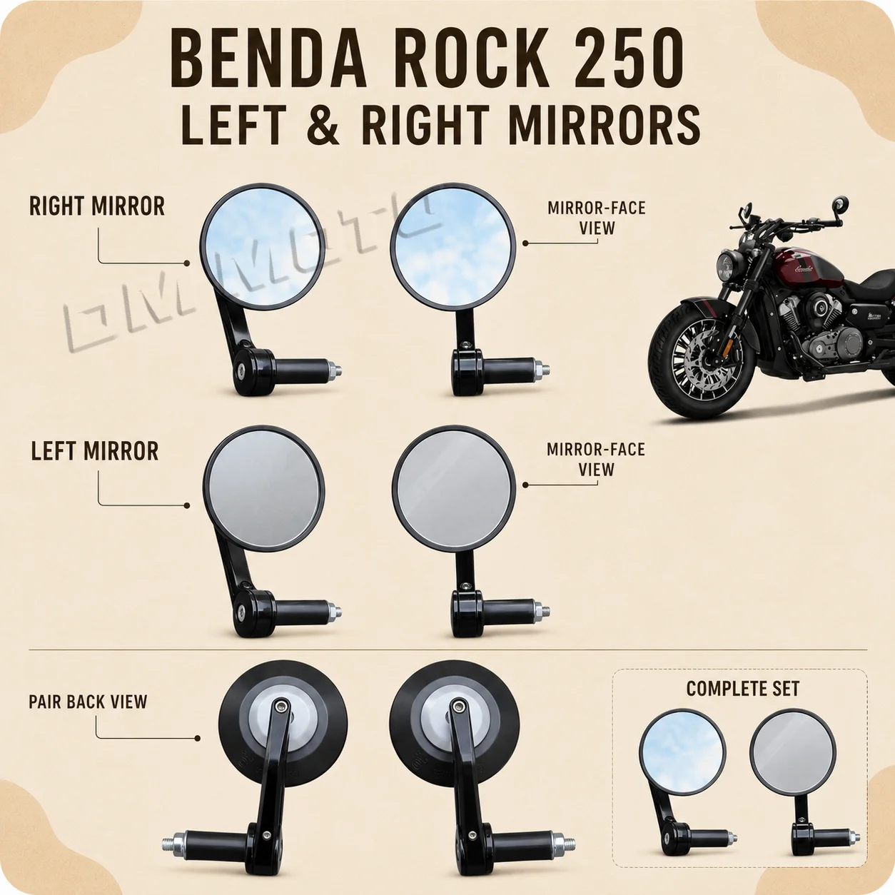 BENDA ROCK 250 OEM Motorcycle  - огляд і ціна Mirror Handlebar Convex