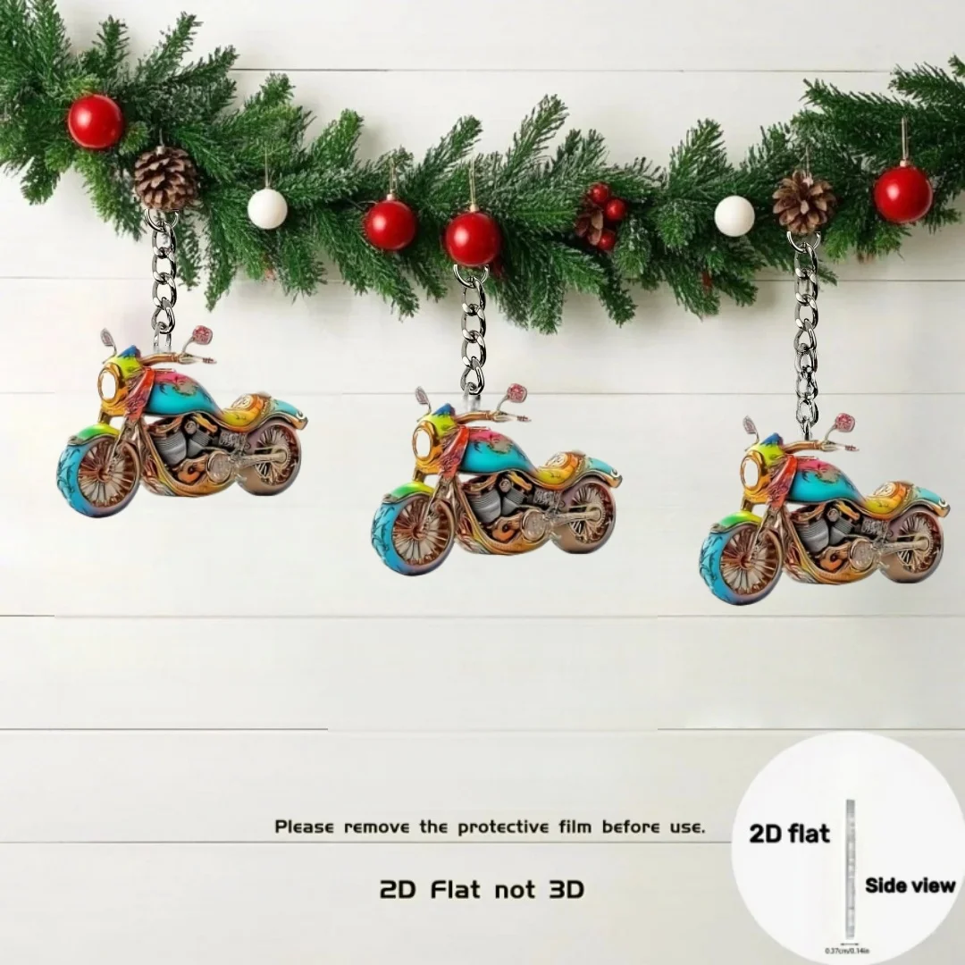 Vintage Motorcycle Keychain 15pcs 2D Acrylic Chic Pendant Perfect Party Gift Set Holiday Giveaways Friends Backpacks Accessories