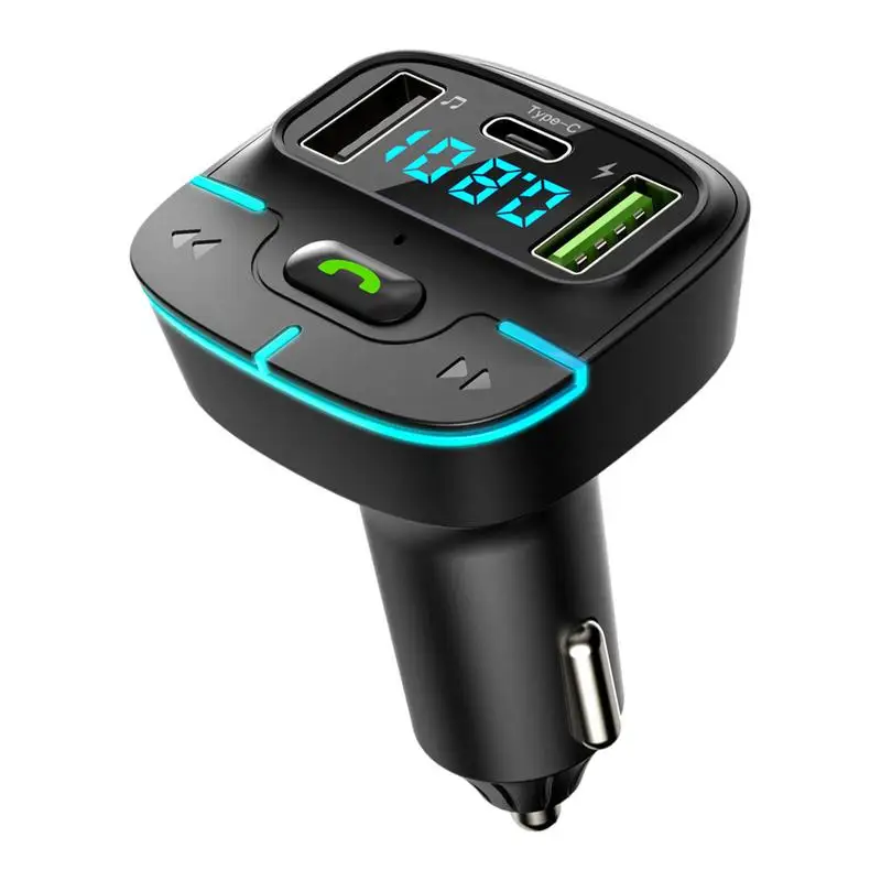 

Car Fm Transmitter Handsfree Calling & Audio Receiver Hifi Bass Car Adapter Led Display Phone Charger Fast Charging Car