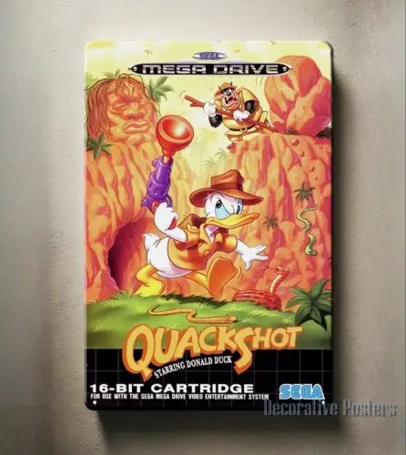 Quack Shot Mega Drive - Póster Metálico Retro de Videojuegos, Letrero de Metal de 20*30cm - Aluminio