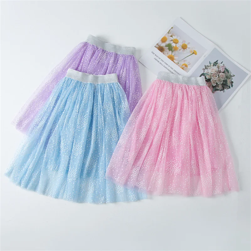 3-12Y Children\'s Skirts Girls Summer Spring Kids Clothing Gauze Print Cool Skirts Party Clothes  Cotton Lace