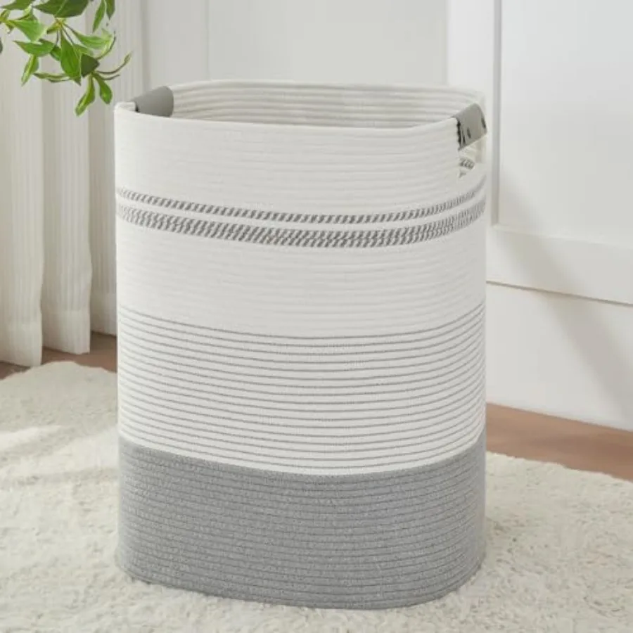 

Laundry Basket with Handles - Blanket Basket and Hampers for Bedroom Aesthetic, Laundry Hamper and Blanket Storage for Living R