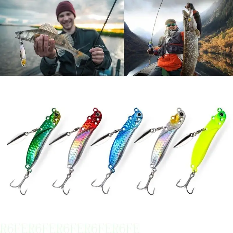

R6FE 5Pcs Fishing Lure Spinner Baits Fishing Lures Spinner Fishing Lures with Hook Sequins Artificial Baits Enduring