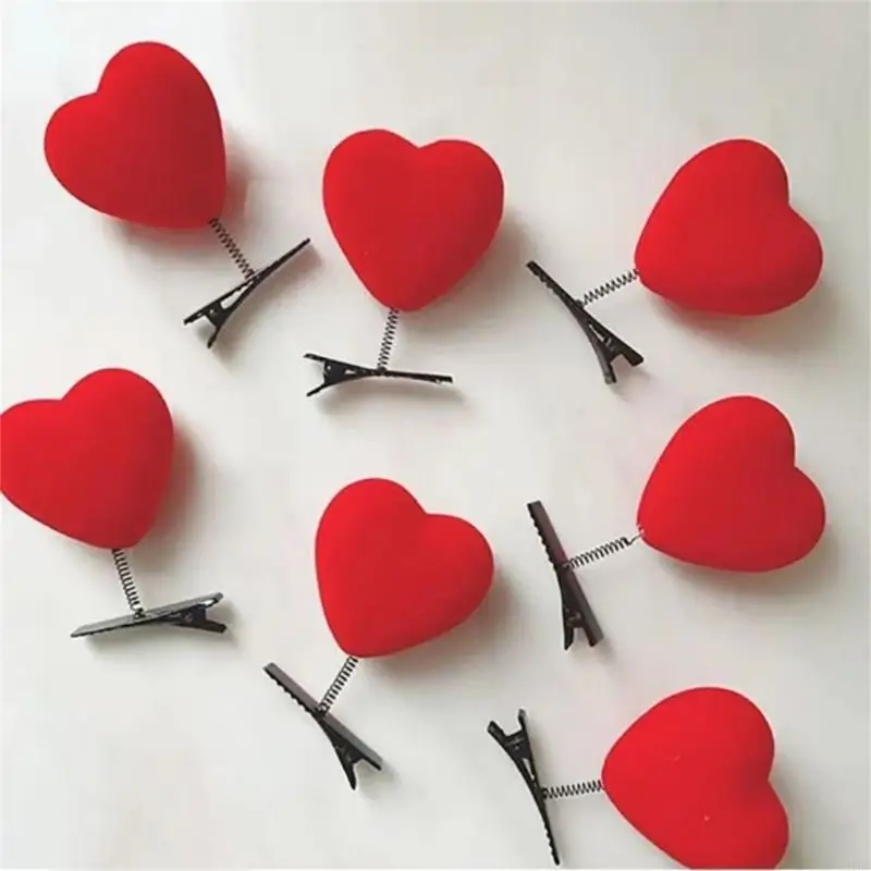 652F 3D Love Heart Hair Clip Plush Duckbill Clip Side Hairpin Valentines Day Festival Theme Hair Pin All Age Hair Decoration - Image 3