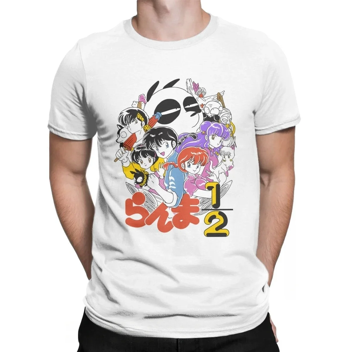 Short Sleeve Crewneck Tee Shirt Printed oversized Men Ranma 1/2 Changing T Shirt 100% Cotton Clothes Vintage Classic Top image 2