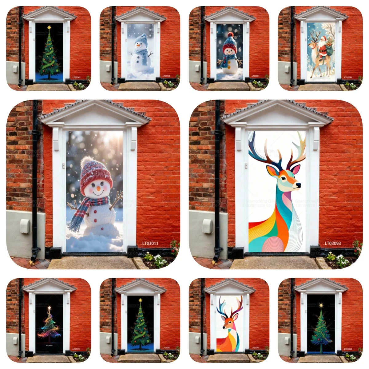 

3D Stereo Door Sticker - Santa Claus/Elk/Snowman/Christmas Tree Self-Adhesive Waterproof Removable， Christmas Gift