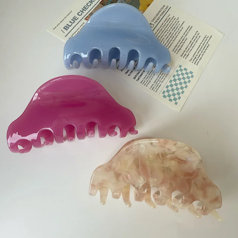 

Korean New Design Simple Fashion 8.5CM Semi-Circular Fan-Shaped Jelly-Colored Hair Claw High-End Acetate Shark Clip