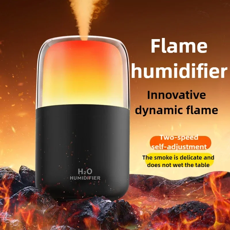 280mL Intelligent Simulation Flame Aromatherapy Machine Usb Mini Ultrasonic Humidifier Home Desktop Diffuser Flame Humidifier