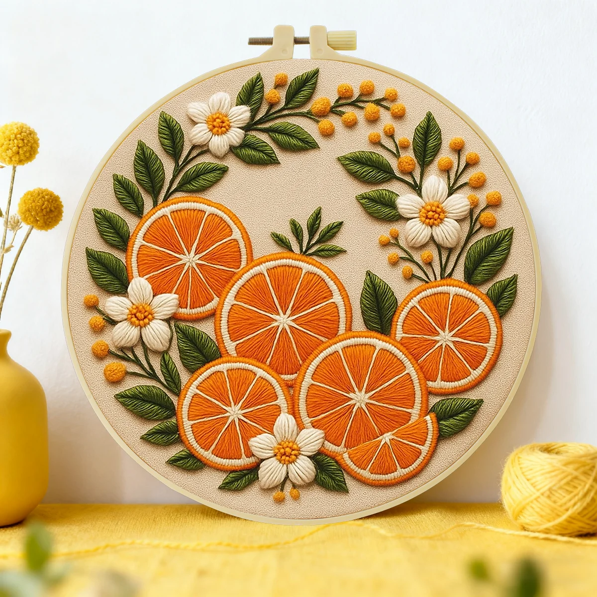 1 Stück 20X20CM/15X15CM 7,87/6,3 Zoll Orange Tasche Stickerei Starter-Kit DIY-Kit DIY-Stickerei-Set Handarbeiten Nähkunst Nadelkunst – Detail 1