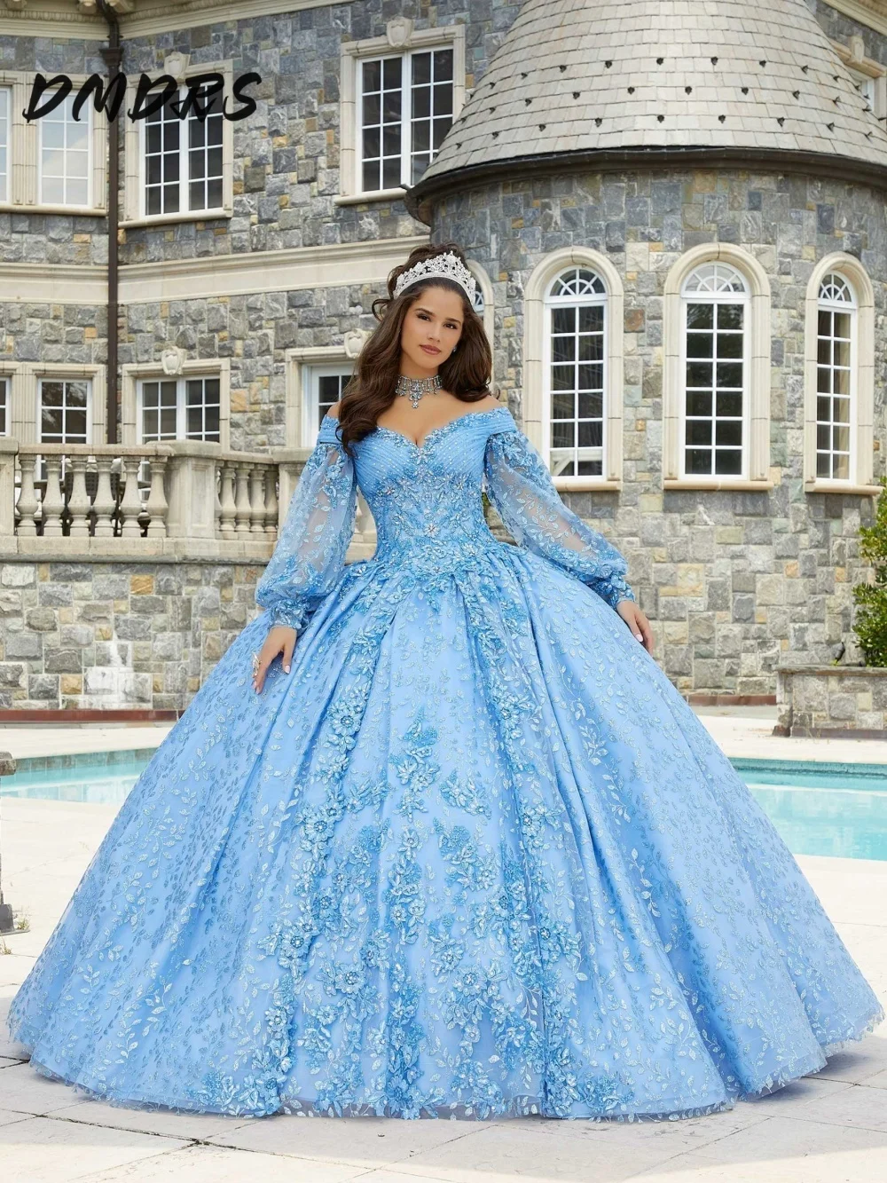 

Classic Long Sleeve Quinceanera Dress 2025 Sexy V Neck Party Dress Shiny Elegant Formal Applique Party Ball Gown 16 Customized