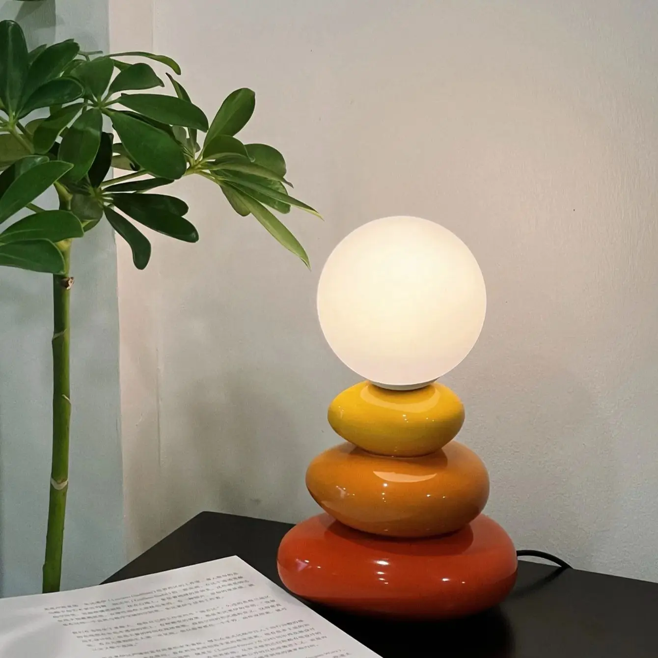 Colorful ceramics led table lamp for bedroom desk Mood light Lamp bedside table moon stromatolite Room decorating items