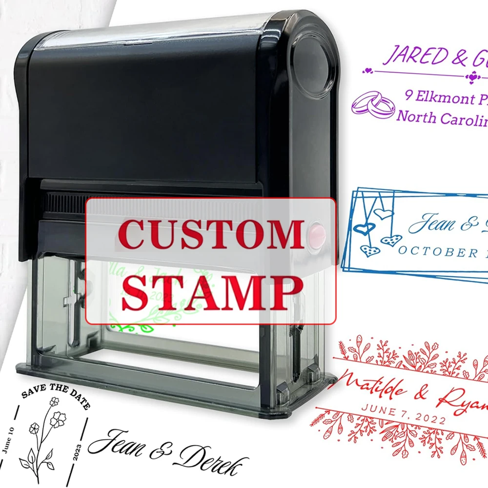 Custom Address Stamp, Return Address Stamps Self Inking Personalized Customizable Your Design Text/ Image Business Rubber Stamps