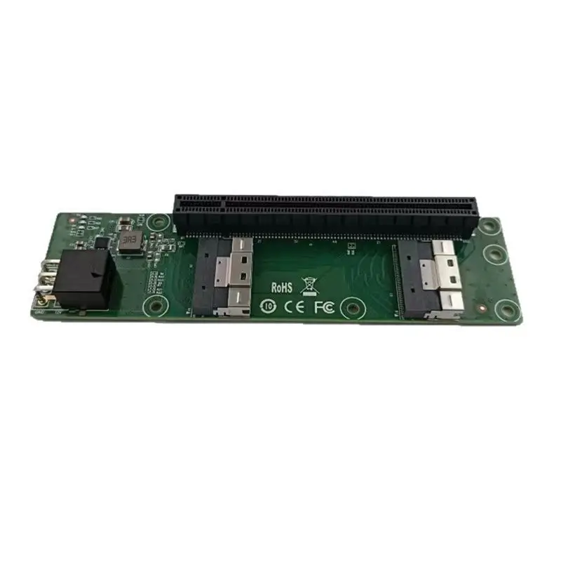 QWE-Pcie 5.0 X16 To MCIO 8I Adapter Card 2-Port SFF8654 X8 To Pcie X16 Slot Riser Pcie 5.0