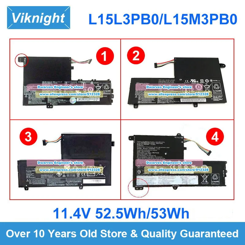 

11.4V 53Wh L15M3PB0 Battery L15L3PB0 for 520-14IKB 510-14ISK IdeaPad 320S-14IKB 330S-15IKB Flex 4/5 330S-15ARR