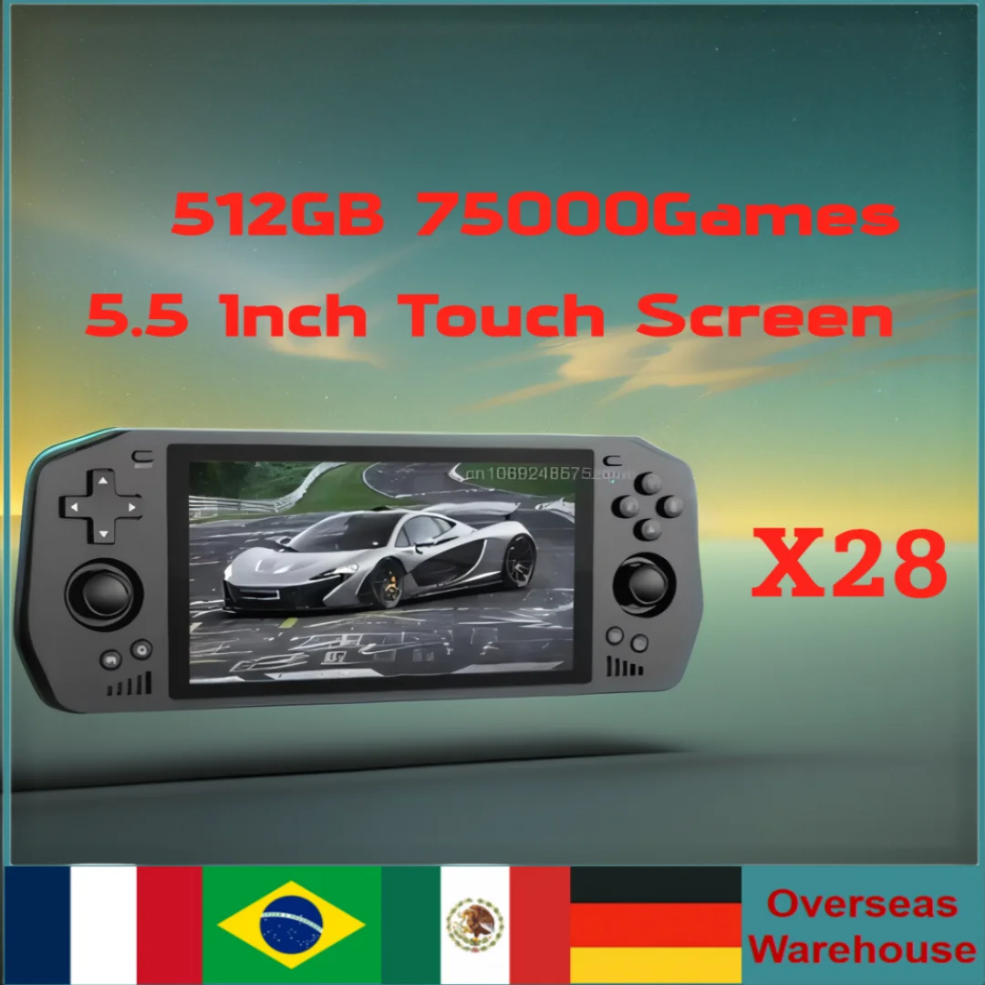 

Powkiddy X28 Retro Handheld Video Game Console 5.5 Inch Touch Screen Supports HD TV OUTPUT Android11 512G 75000 GAME PSP PS2