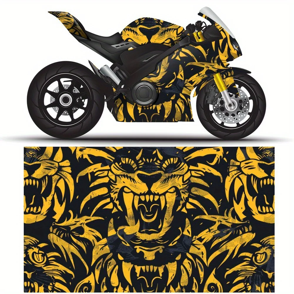 

Fierce Panther Roar PVC Motorcycle Vinyl Wrap, Self-Adhesive Waterproof Sticker, Anti-Scratch Decorative Film for Bike Body, Mot