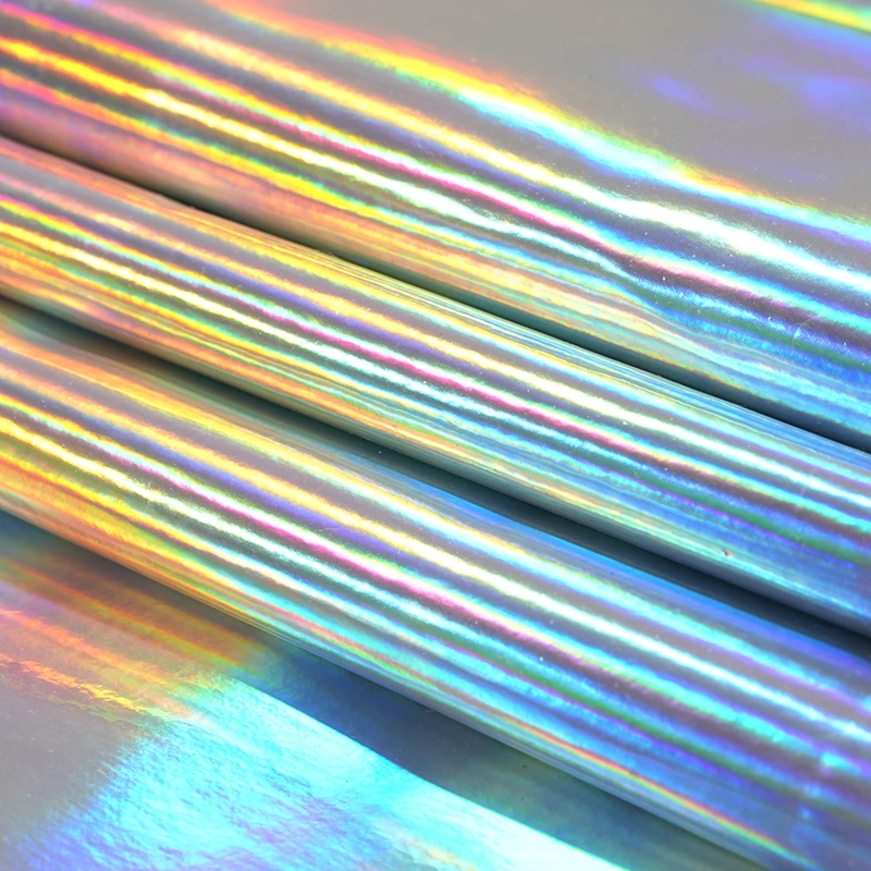 PU Leather Fabric for By The Yard Laser Rainbow Shoe Material Luggage Artificial Leather Stage Clothing Diy Per Meters