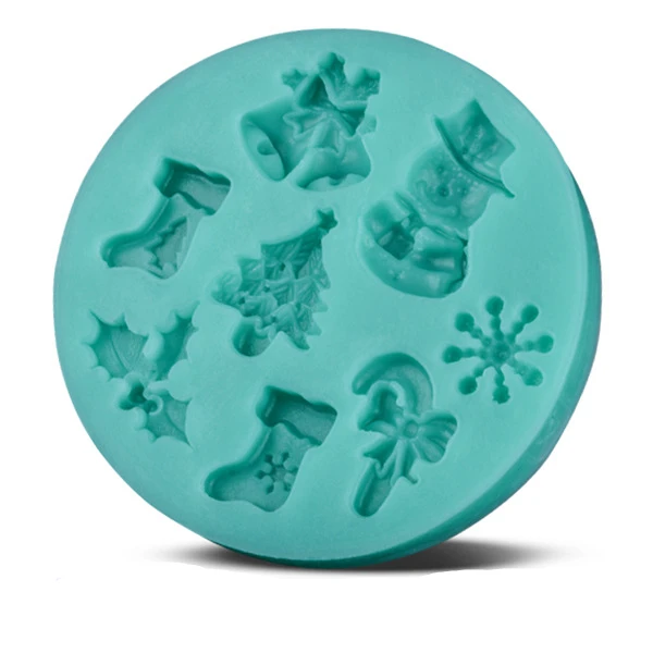 

Силиконовая форма для рождественской помадки, Санта-Клаус, снеговик, рождественская елка, снег, украшение для торта, форма для выпечки шоколадного печенья E813