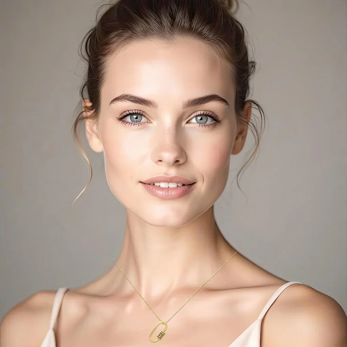 Ciondolo geometrico ovale fai-da-te Gioielli in rame da donna Collana con lettere dal vivo Stile europeo americano