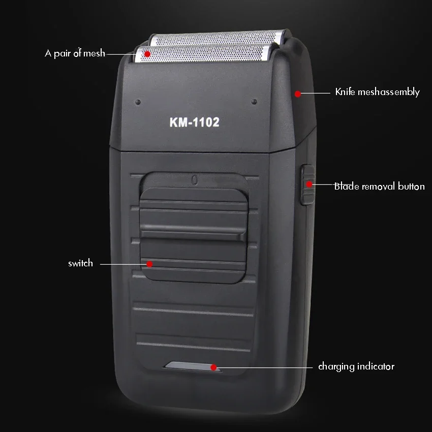 フォイルシェーバー、男性用電気かみそり、精密トリマー付き電気シェーバー、充電式、ウェット & ドライ、トラベルバッグ付き、ブラック