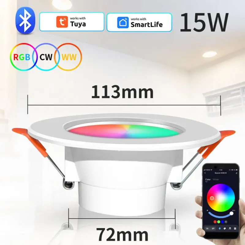 Bluetooth-Compatible Downlight Colorful Spot LED Lamp Recessed Round Light Smart Home Luminaire RGB Dimmable Downlight 110V 220V