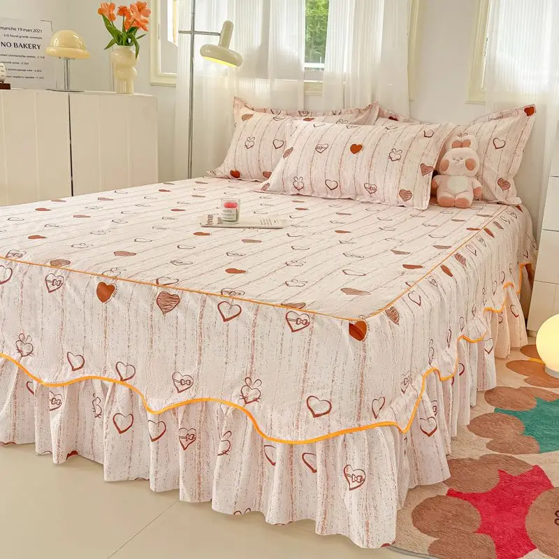 Bed Skirt with 2Pcs Pillow Covers Home textile Cotton Sheet with Skirt for King Queen Size Bed Spreads Bedroom Soft Bed Cover - view 5