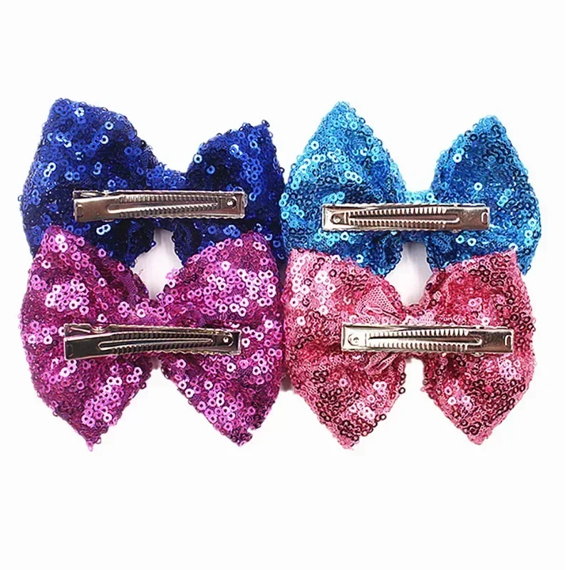 4 Inch Baby Girls Cute Glitter Sequins Hair Clips Boutique Hair Bows Hairpins Kids Hair Accessories Child Stage Headdress