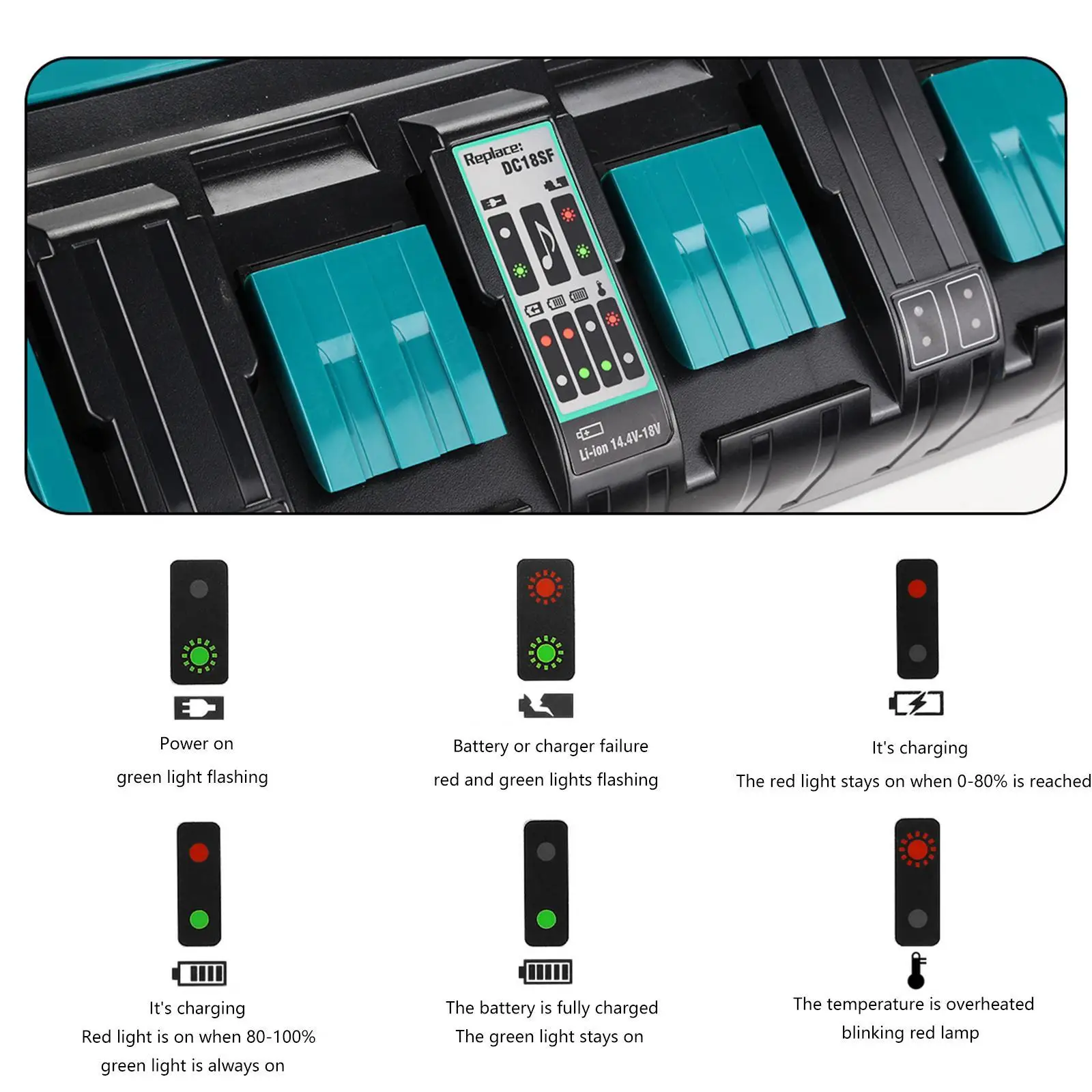 14.4V 18V Battery Charger Fast Charging Lightweight Quick Charger for BL1850