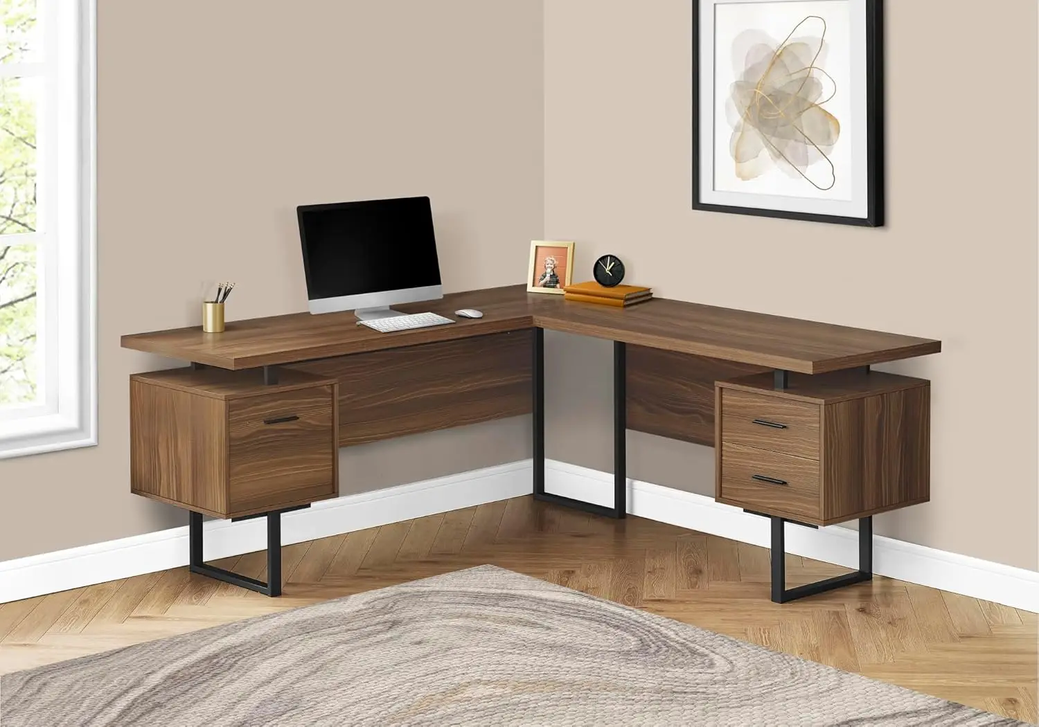 Monarch Specialties 7610 Computer Desk, Home Office, Corner, Left, Right Set-Up, Storage Drawers, 70