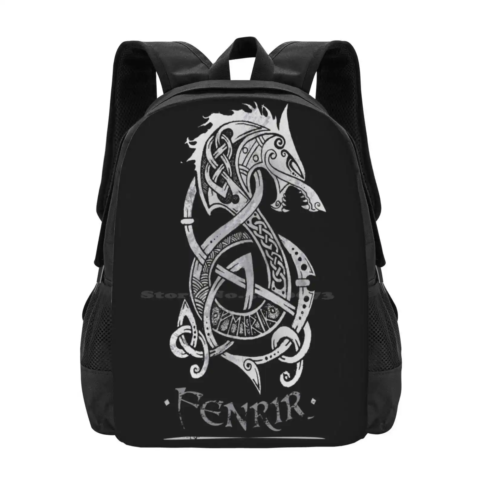 Fenrir : The Monster Wolf Of Norse Mythology ( Gray ) School Bags For Teenage Girls Laptop Travel Bags Norse Nordic Wolf Viking