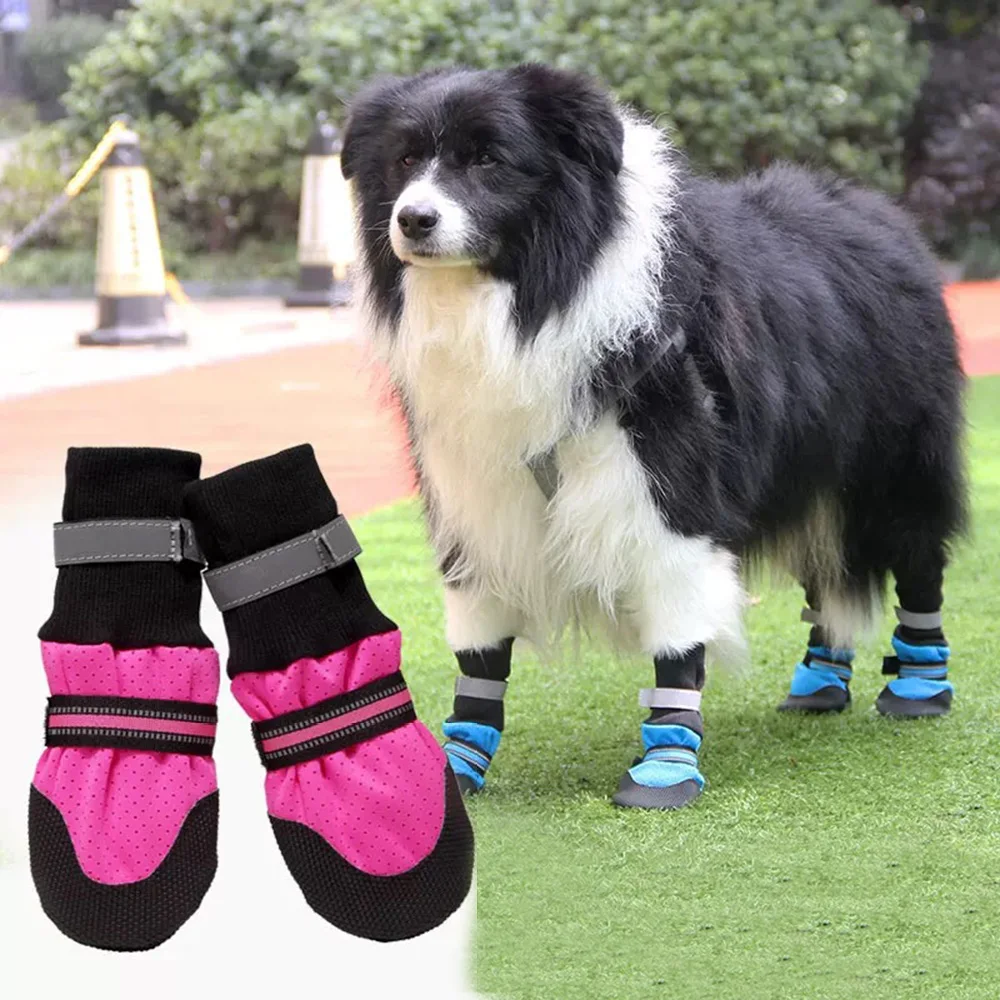 

Светоотражающие ботинки для собак с дышащим сетчатым верхом и износостойкой резиновой подошвой, подходят для ваймаранеров и бордер-колли.