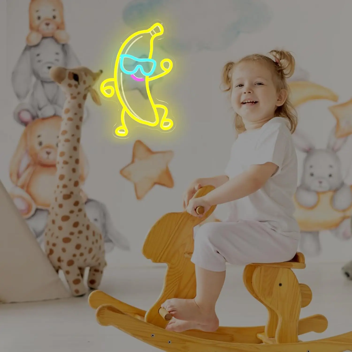 الموز الرقص النيون علامة LED عكس الضوء ارتداء النظارات الشمسية أضواء النيون باردة لغرفة النوم متجر الفاكهة حفلة عيد ميلاد جدار ديكور فني