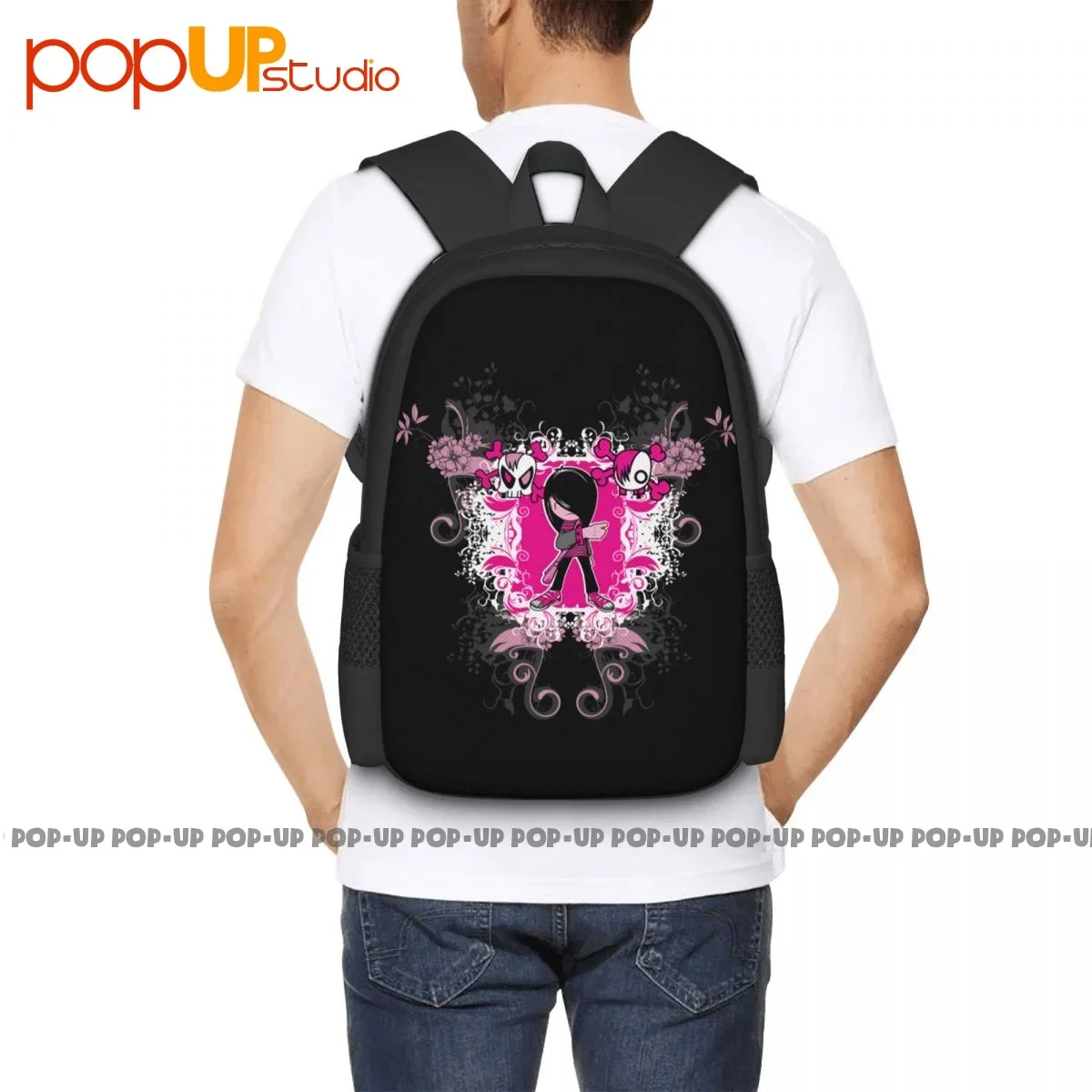 Emo Boy Skeleton Skull Cool Backpack Large Capacity School Shoe Bag Shopping Bag Outdoor Running