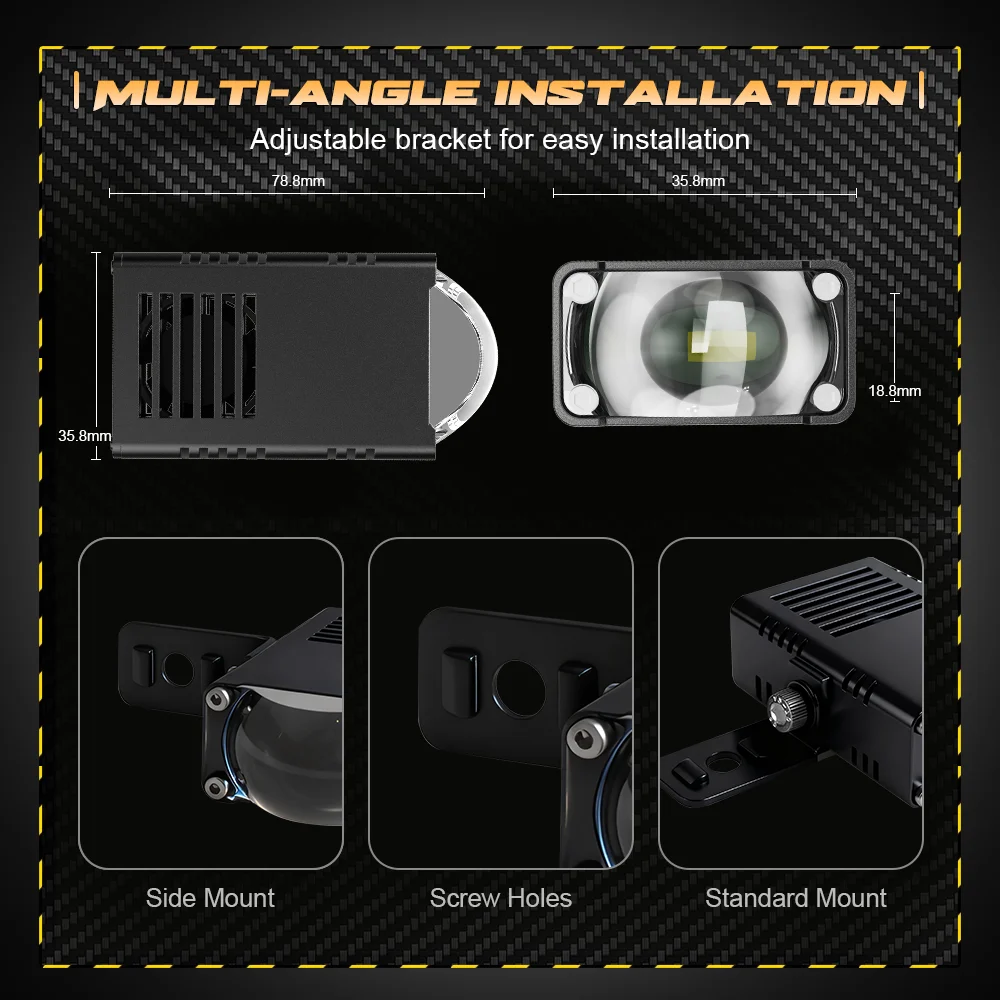 50W Motorcycle Auxiliary 2.5Inch LED Headlight Mini Driving Fog Light Dual Color Spotlights Motorbike Truck Trailer off-road 12V