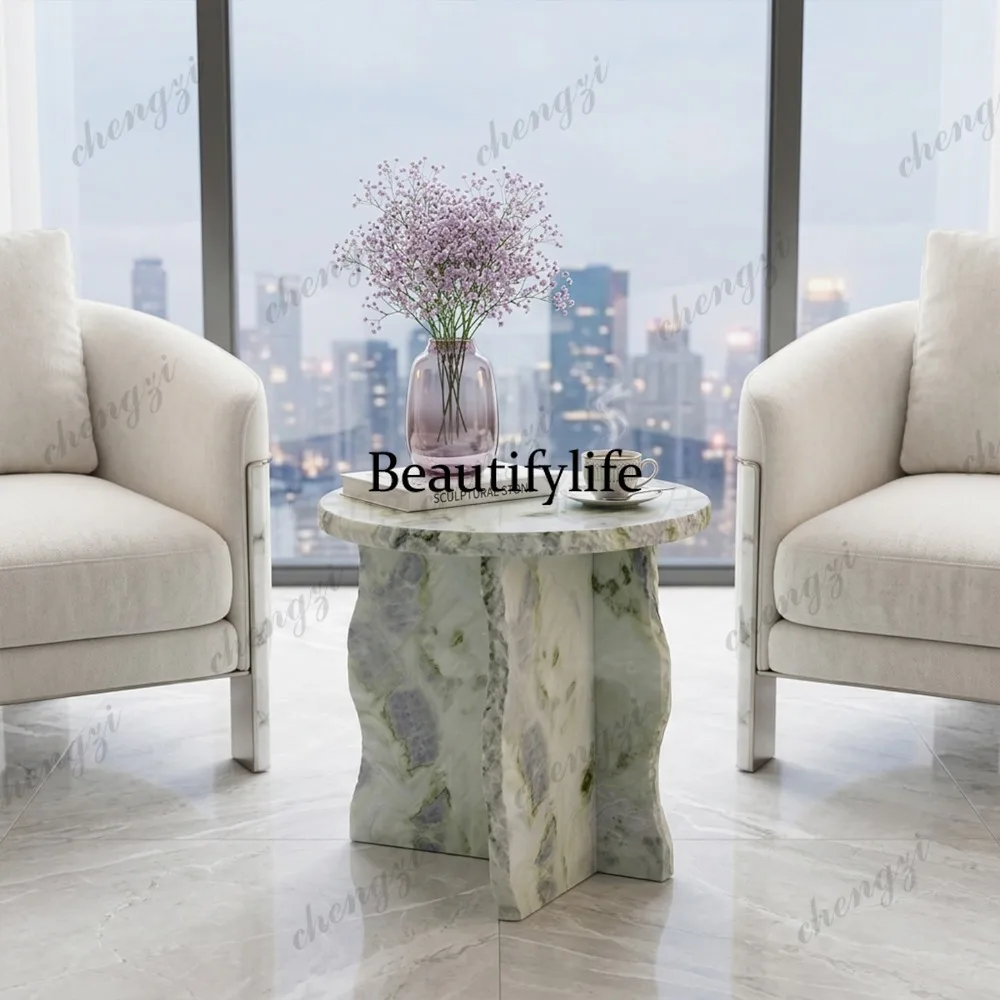 Italian high-grade natural marble round broken edge living room designer corner table