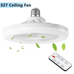 Ventilador de teto inteligente LED com Iluminação, Silencioso Luz de teto, Controle remoto, Quarto, Sala de estar, Inteligente, 30W, AC 110V, 220V, E26, E27