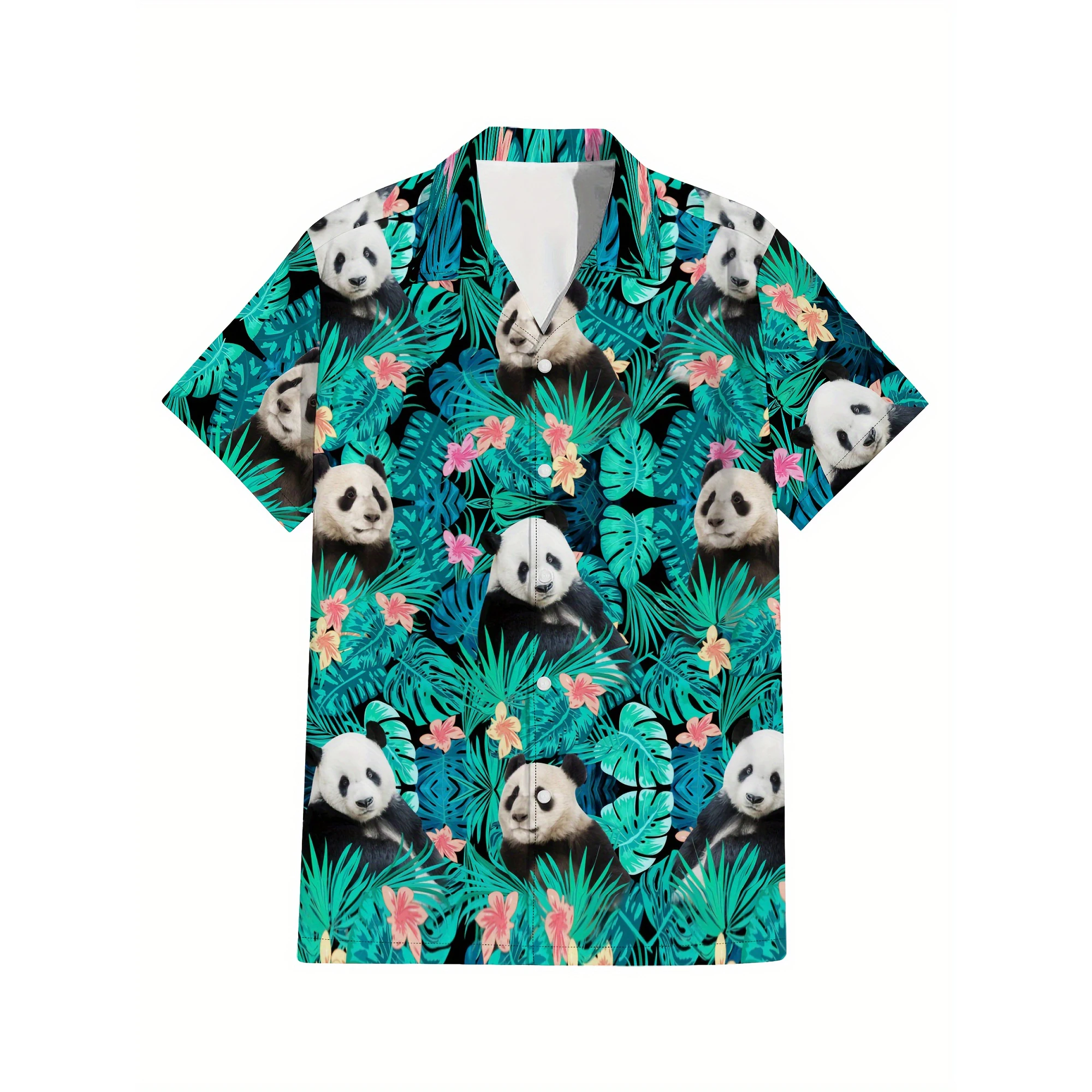 

Summer Panda 3D Print Hawaiian Beach Shirts Men Women Casual Fashion Streetwear Oversized Short Sleeve Shirt Blouse Man Clothing